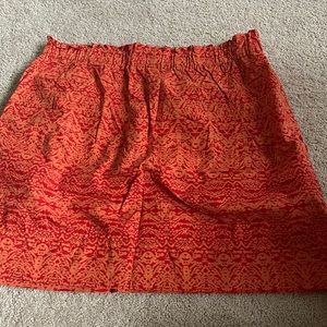 patterned orange skirt with elastic waistband
